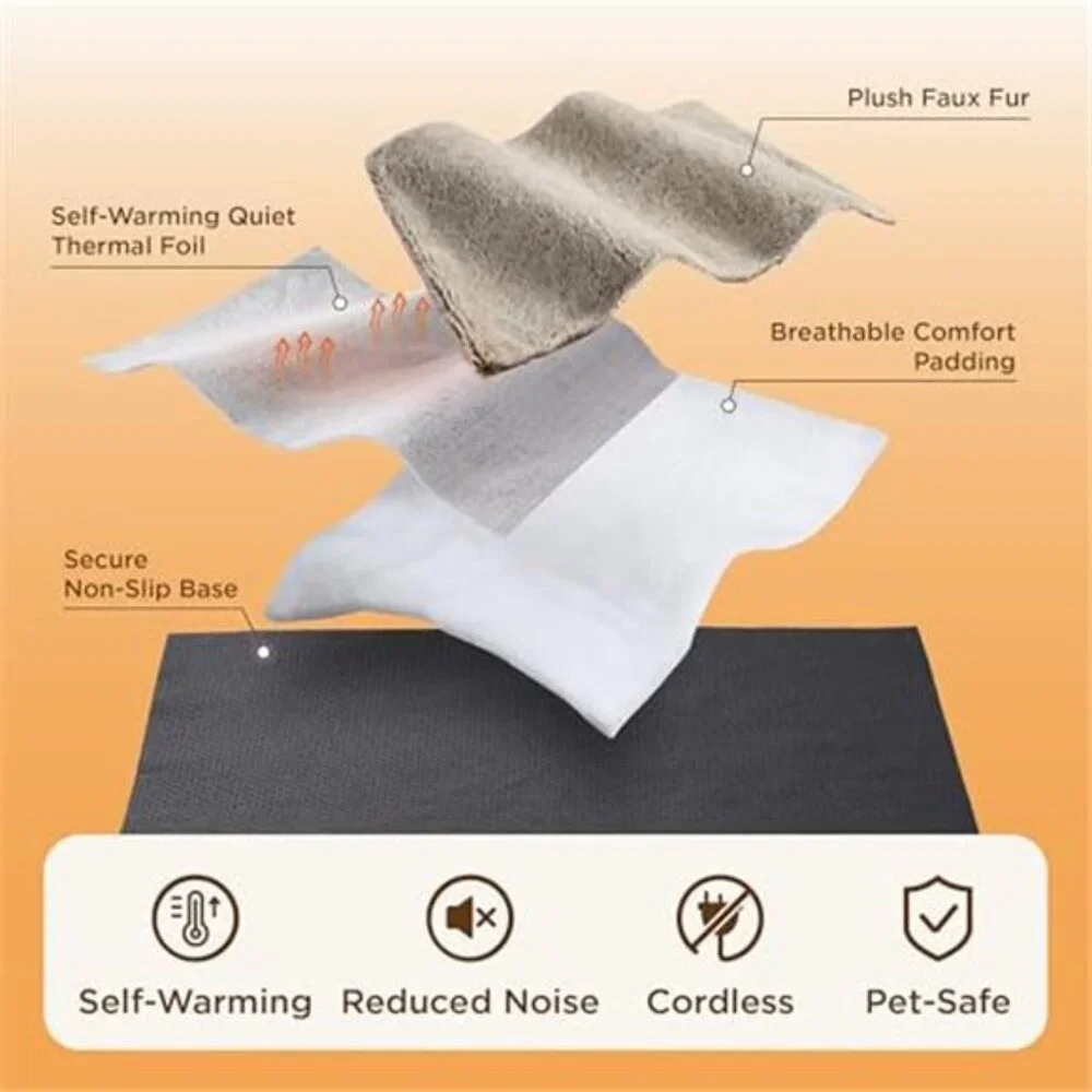 Self Warming Cat Bed Dog Heating Mat Small Medium Pets Thermal Pad Indoor Plush